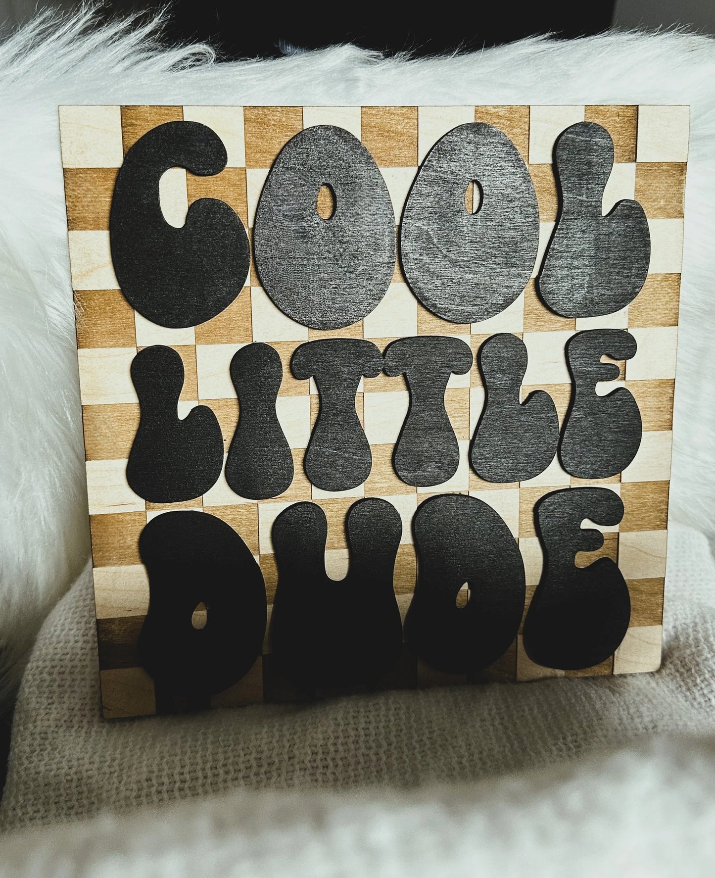 Checkered Cool Little Dude Sign