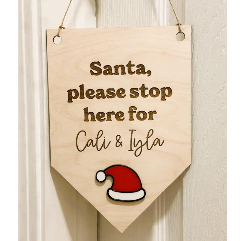 Personalized Santa Stop Here Sign