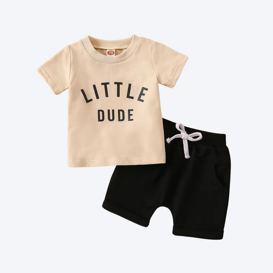 Baby LITTLE DUDE black short set