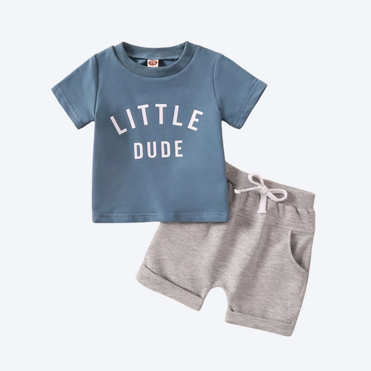 Baby LITTLE DUDE blue short set