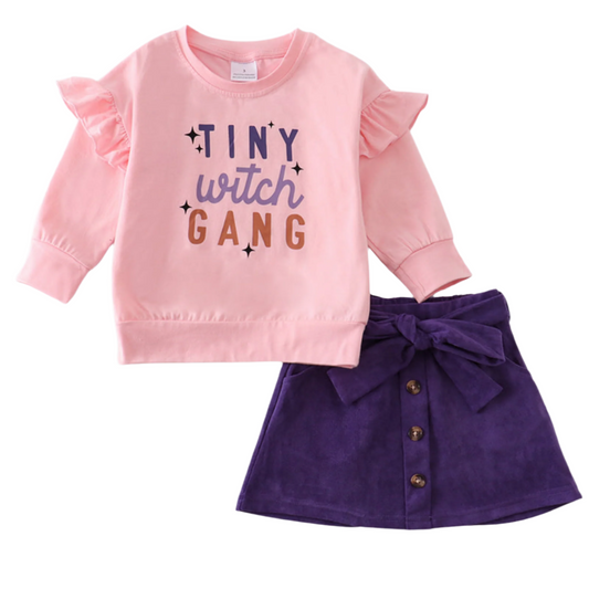 Halloween pink ruffle skirt set
